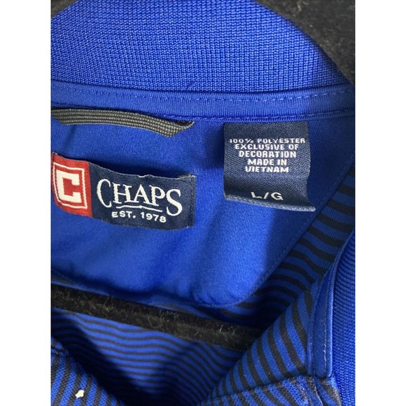 Chaps Blue Black Stripe Polo L - Picture 3 of 4